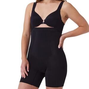 Spanx S Womens Oncore High Waisted Mid Thigh Shorts Black Slimming Shaper